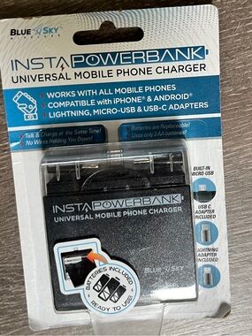 Blue Sky InstaPowerBank Universal Mobile Phone Charger - Black